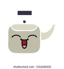 flat color retro cartoon of a kettle