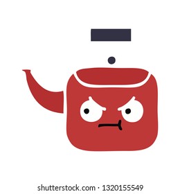 flat color retro cartoon of a kettle