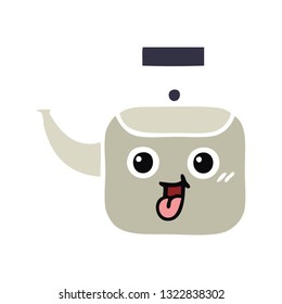 flat color retro cartoon of a kettle