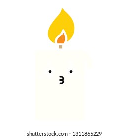 flat color retro cartoon of a lit candle