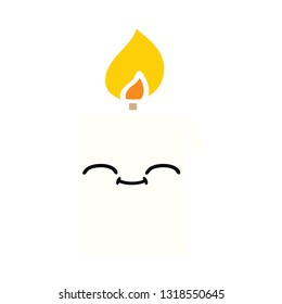 flat color retro cartoon of a lit candle