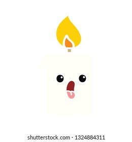 flat color retro cartoon of a lit candle