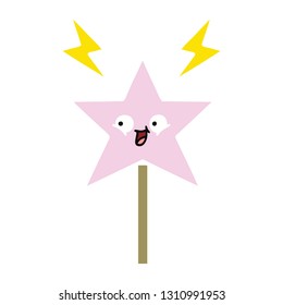 flat color retro cartoon of a magic wand