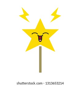 flat color retro cartoon of a magic wand