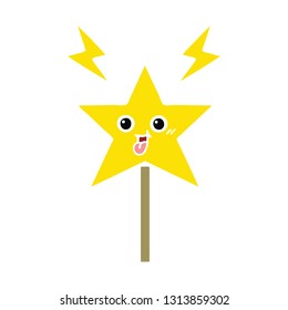flat color retro cartoon of a magic wand
