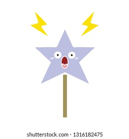 flat color retro cartoon of a magic wand