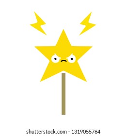 flat color retro cartoon of a magic wand