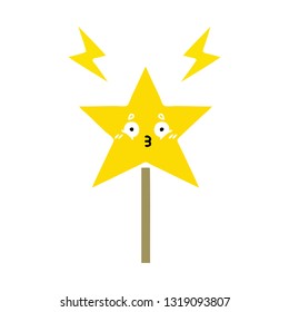 flat color retro cartoon of a magic wand