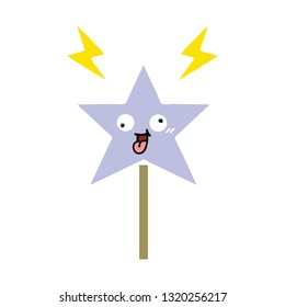 flat color retro cartoon of a magic wand
