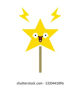 flat color retro cartoon of a magic wand