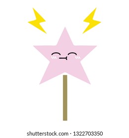 flat color retro cartoon of a magic wand