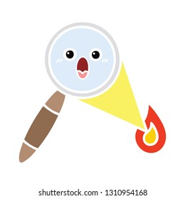 flat color retro cartoon of a magnifying glass