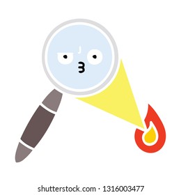 flat color retro cartoon of a magnifying glass