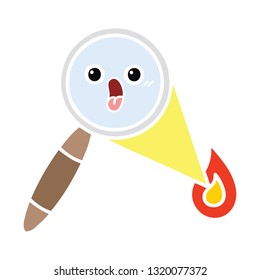 flat color retro cartoon of a magnifying glass