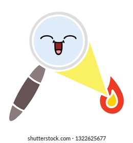 flat color retro cartoon of a magnifying glass