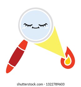 flat color retro cartoon of a magnifying glass