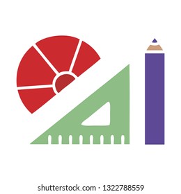 flat color retro cartoon of a maths kit 