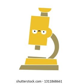 flat color retro cartoon of a microscope