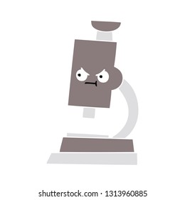 flat color retro cartoon of a microscope