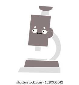 flat color retro cartoon of a microscope