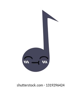 flat color retro cartoon of a musical note