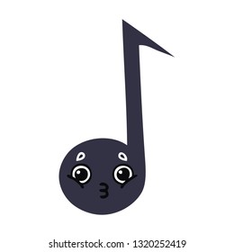 flat color retro cartoon of a musical note