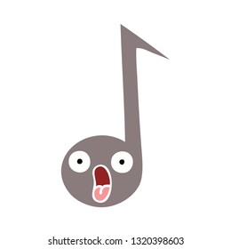 flat color retro cartoon of a musical note