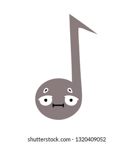flat color retro cartoon of a musical note