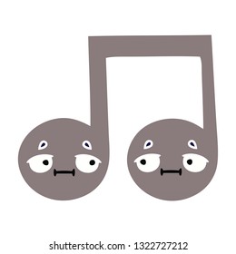 flat color retro cartoon of a musical note