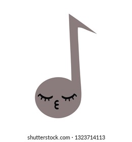 flat color retro cartoon of a musical note