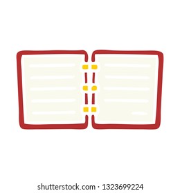 dibujo retro a color plano de un libro de notas