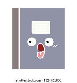flat color retro cartoon of a notebook