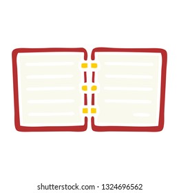flat color retro cartoon of a open diary