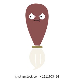 flat color retro cartoon of a paint brush
