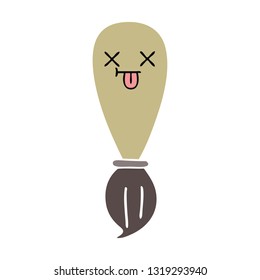 flat color retro cartoon of a paint brush