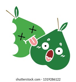 flat color retro cartoon of a pears