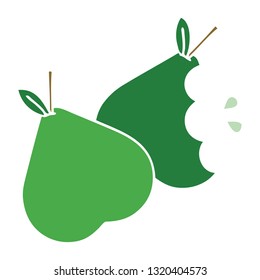 flat color retro cartoon of a pears