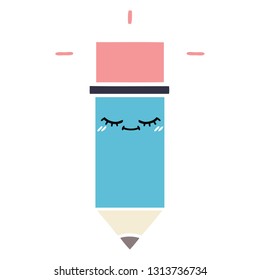 flat color retro cartoon of a pencil