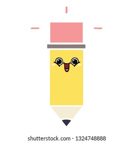 flat color retro cartoon of a pencil