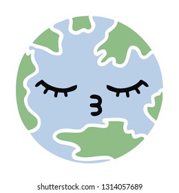 flat color retro cartoon of a planet earth