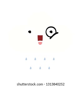flat color retro cartoon of a rain cloud