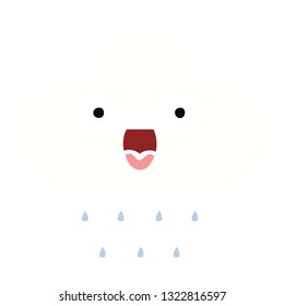 flat color retro cartoon of a rain cloud