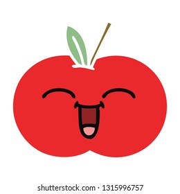 flat color retro cartoon of a red apple
