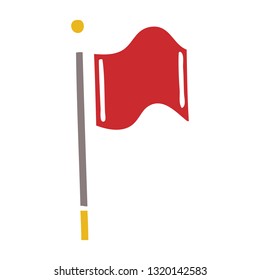 flat color retro cartoon of a red flag