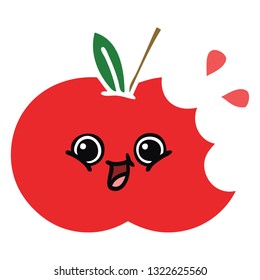 flat color retro cartoon of a red apple