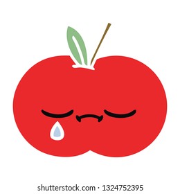 flat color retro cartoon of a red apple