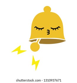 flat color retro cartoon of a ringing bell