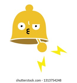 flat color retro cartoon of a ringing bell