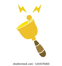 flat color retro cartoon of a ringing hand bell