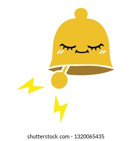 flat color retro cartoon of a ringing bell
